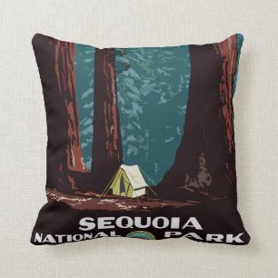 Coussin WPA vintage campant en parc national de séquoia