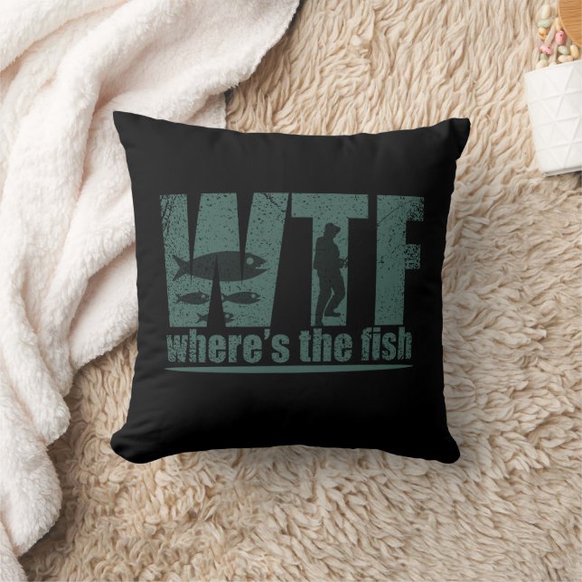 Coussin WTF où est le poisson la pêche amusante (Couverture)