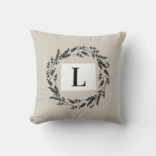 Coussin Wyoming Rustic Wreath Monogramme Jeu d'oreiller