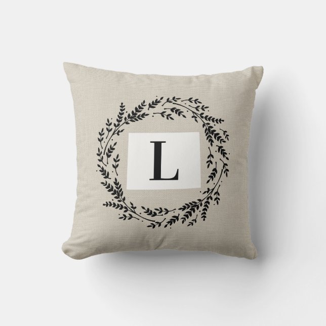 Coussin Wyoming Rustic Wreath Monogramme Jeu d'oreiller (Recto)