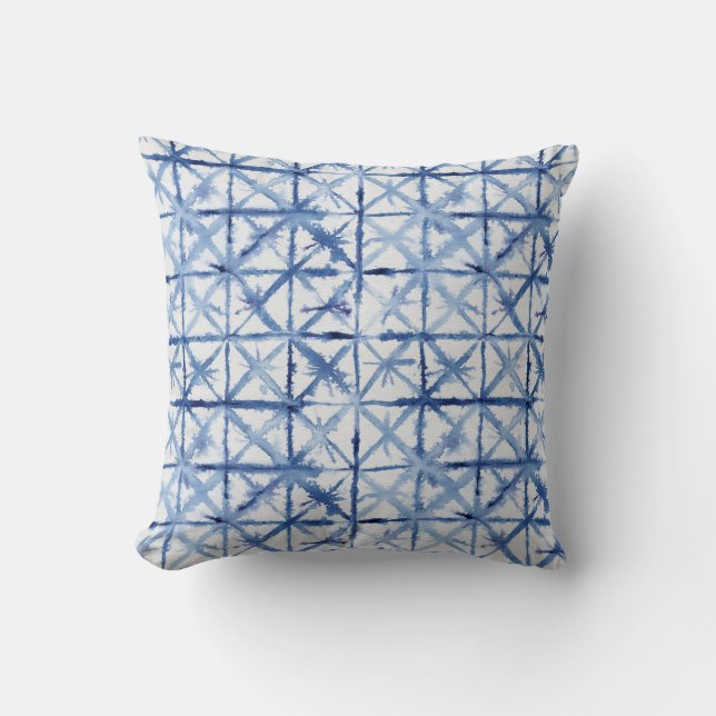Coussin X Motif Shibori Asiatique Japonais Aquarelle (Recto)
