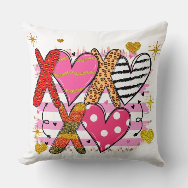 Coussin XOXO Coeur mignonne et jouant (Recto)
