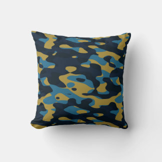 Coussin yellow and blue camo abstract