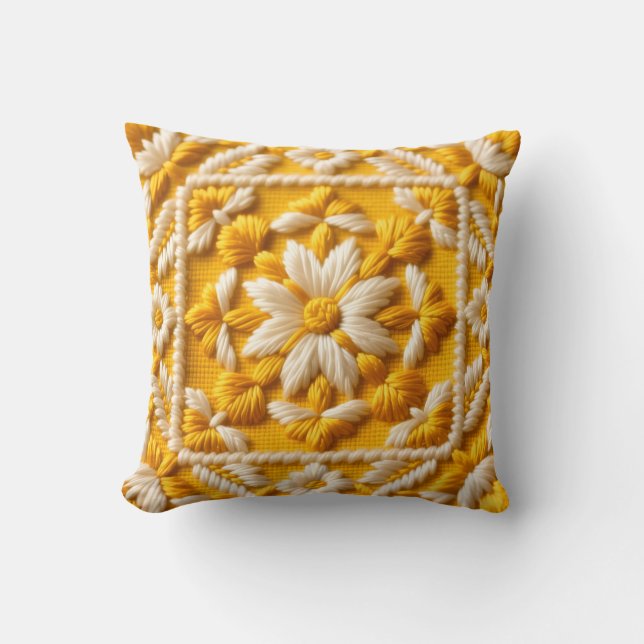 Coussin Yellow and White Flower  (Recto)