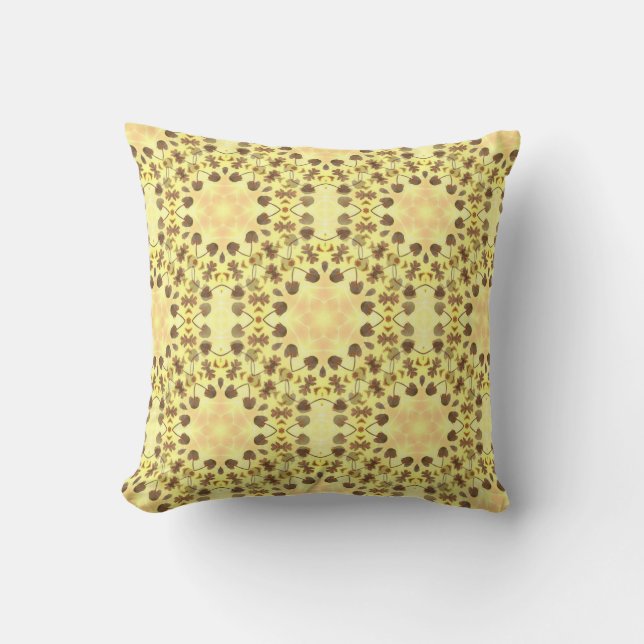 Coussin Yellow Floral Abstract Throw Pillow (Recto)