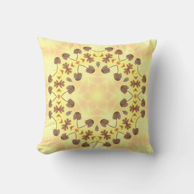 Coussin Yellow Floral Abstract Throw Pillow (Recto)