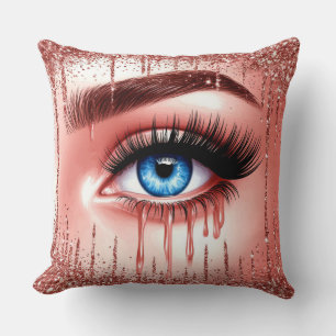 Coussin 💋 Yeux Bleus Dramatiques Décor Glam Pour les Amat