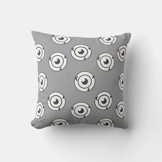 Coussin Yeux effrayants Halloween gris (Recto)