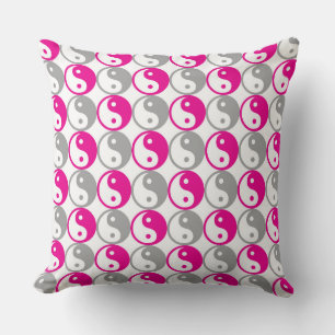 Coussin Yin yang motif rose et gris