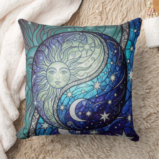 Coussin ying yang moon and sun throw pillow (Couverture)