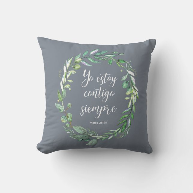 Coussin Yo estoy contigo siempre - verset de la Bible espa (Recto)