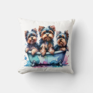Coussin Yorkies de bain Jeu d'oreiller