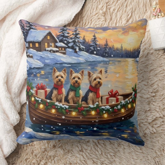 Coussin Yorkipoo Christmas Boat Holiday (Couverture)