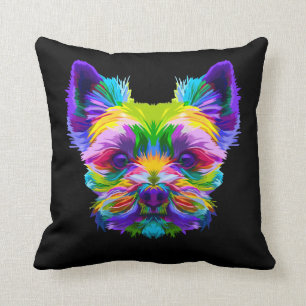 Coussin Yorkshire géométrique Terrier Yorkie Art L'amour a