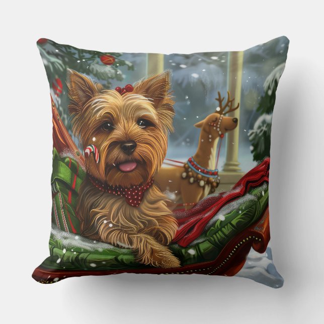 Coussin Yorkshire Terrier Chien Fête de Noël (Recto)