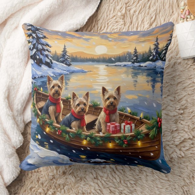 Coussin Yorkshire Terrier Christmas Boat Holiday (Couverture)