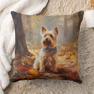 Coussin Yorkshire Terrier en automne Leaves automne Inspir