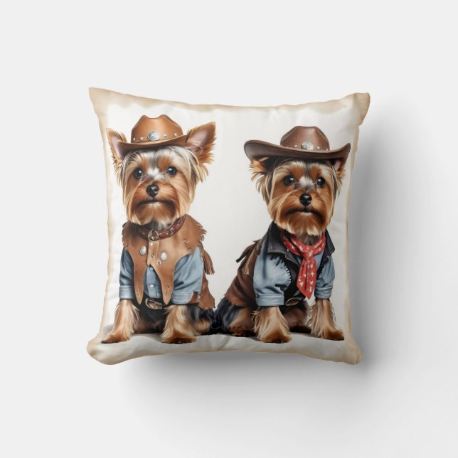 Coussin Yorkshire Terriers Vintage (Recto)