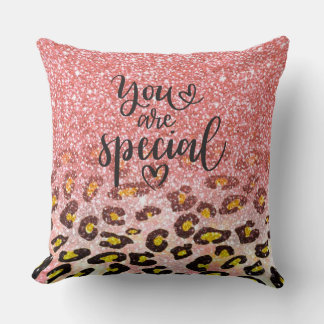 Coussin You Are Special Pink Glitter Leopard Print