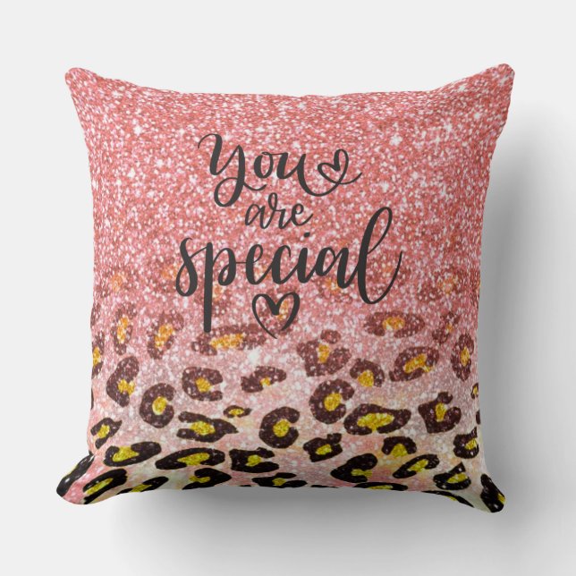 Coussin You Are Special Pink Glitter Leopard Print (Recto)