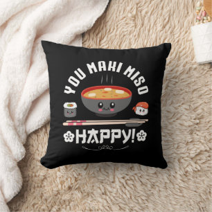 Coussin You Maki Miso Happy - nouilles japonaises Cute Kaw