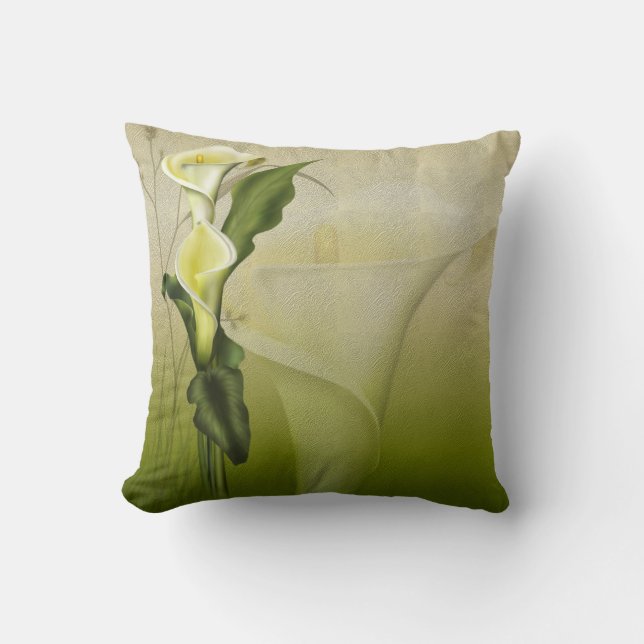 Coussin Zantedeschia blanc (Recto)