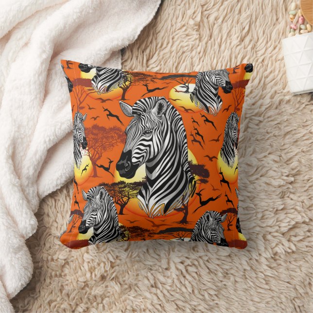 Coussin Zebra African Savanna Wild Animal (Couverture)