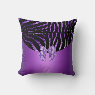 Coussin Zebra Noir violet Pink Stripe Bow