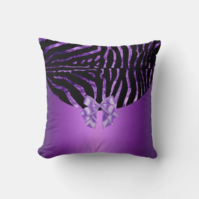 Coussin Zebra Noir violet Pink Stripe Bow (Recto)