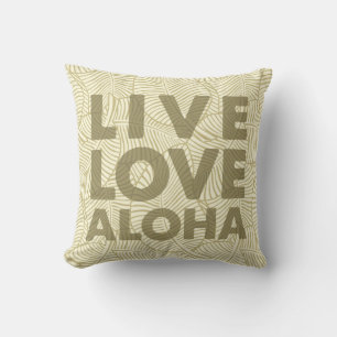 Coussin Zebra Palm Aloha Hawaiian Tropical Khaki et crème