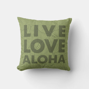 Coussin Zebra Palm Aloha Hawaiian Tropical Olive Green