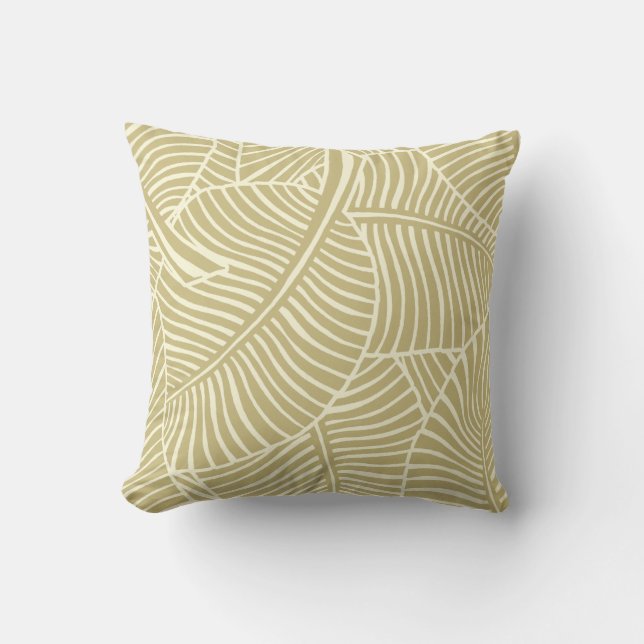 Coussin Zebra Palm Hawaiian Tropical Khaki and Cream (Recto)