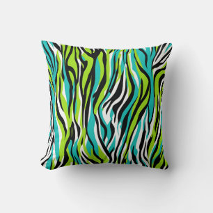 Coussin Zebra Stripes Poster de animal Turquoise Bleu Vert