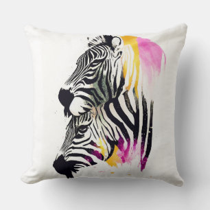 Coussin Zebra Wild Nature Animaux Couleurs Art Peinture