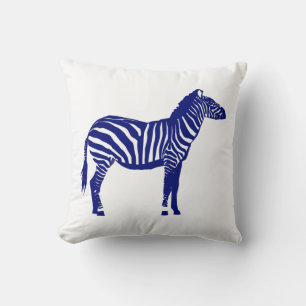 Coussin Zèbre - Cobalt foncé bleu et blanc