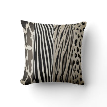 Coussin Zèbre Et Bbeige Bête Noir Imprimé