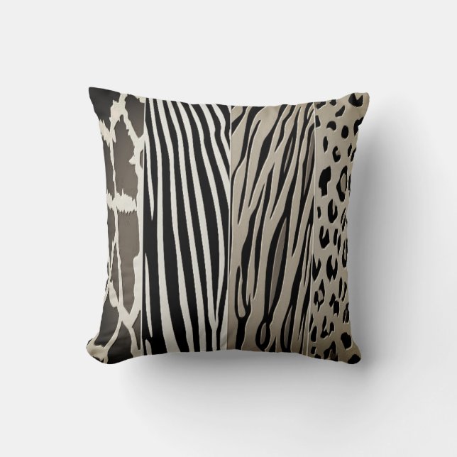Coussin Zèbre Et Bbeige Bête Noir Imprimé (Recto)