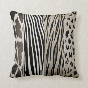 Coussin Zèbre Et Bbeige Bête Noir Imprimé