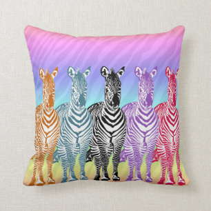 Coussin Zèbres d'arc-en-ciel
