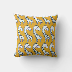 Coussin Zèbres de dessin : motif arrière - plan jaune.