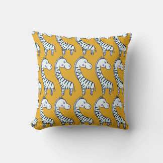 Coussin Zèbres de dessin : motif arrière - plan jaune.
