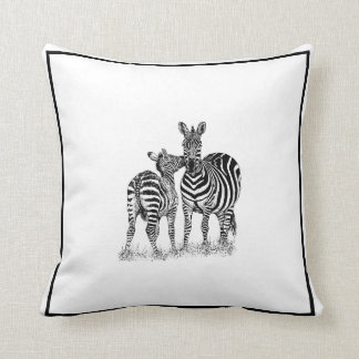 Coussin Zèbres sur le carreau noir et blanc, 16" x 16"