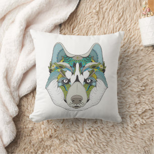 Coussin Zenart motif Husky Dog Blue Husky Face