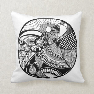 Coussin Zendala abstrait sur le cercle