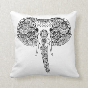 Coussin Zentangle a inspiré l'éléphant d'Asie