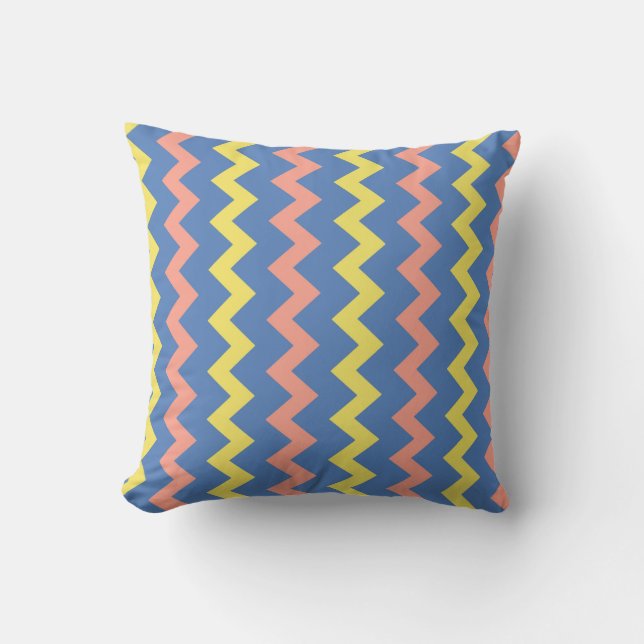 Coussin Zigzag en chevron clair et coloré (Recto)