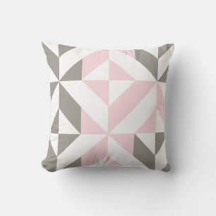 Coussin ZigZag géométrique rose et argent