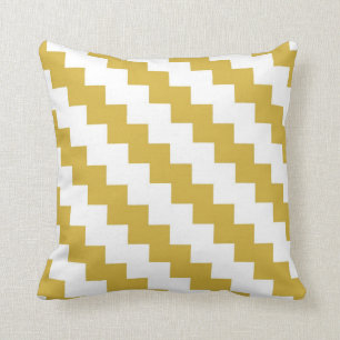 Coussin Zigzag moderne dans la moutarde et le blanc