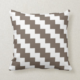 Coussin Zigzag moderne dans le Taupe et le blanc