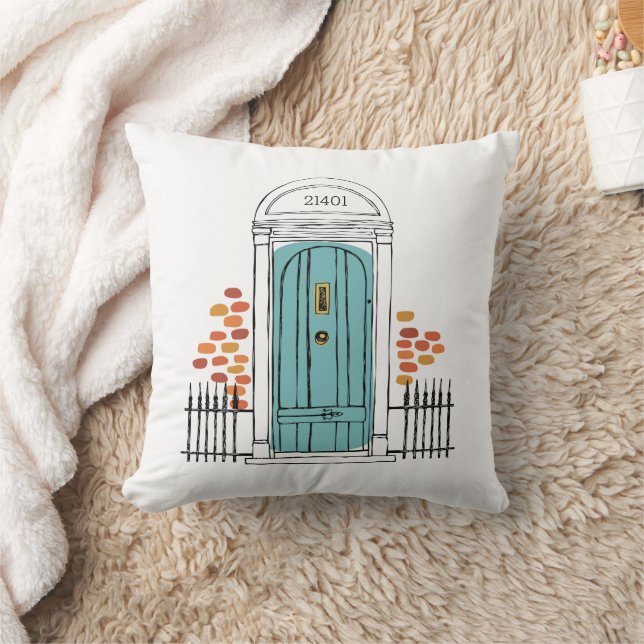Coussin Zip Code Porte d'entrée Fer Fence CITY STATE Accue (Couverture)